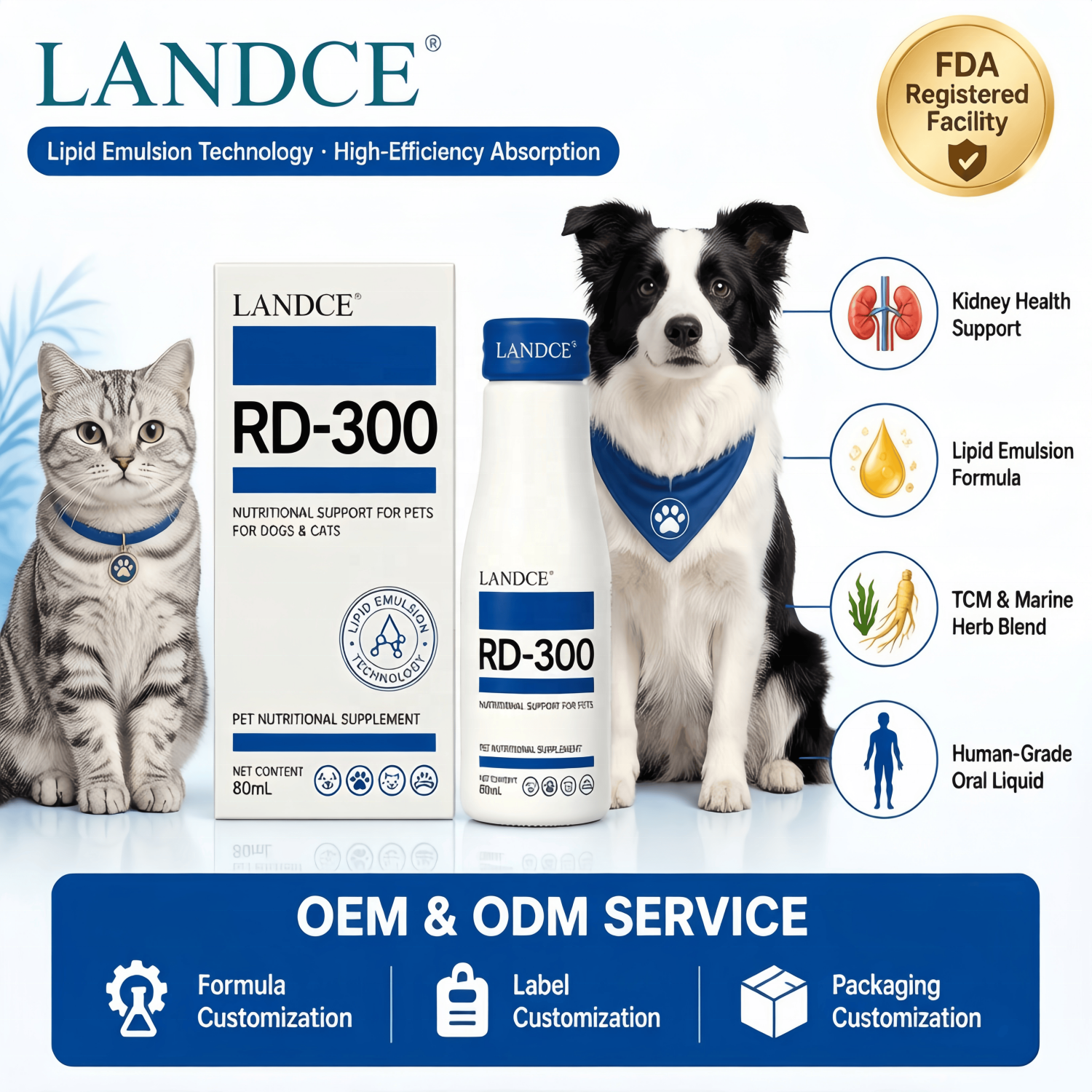 LANDCE RD-300 kidney nutrition liquid for dogs and cats